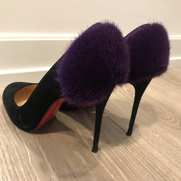 Christian Louboutin pump with purple fur - Picture 1 of 6